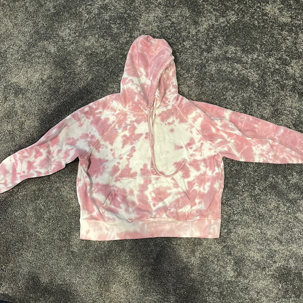 Pink and White tie dye hoodie